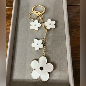 Elegant White Floral Keychain/Bag Charm
